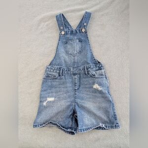 Denim The Children's Place Size 6 Kids Overalls Shorts Distressed Details EUC